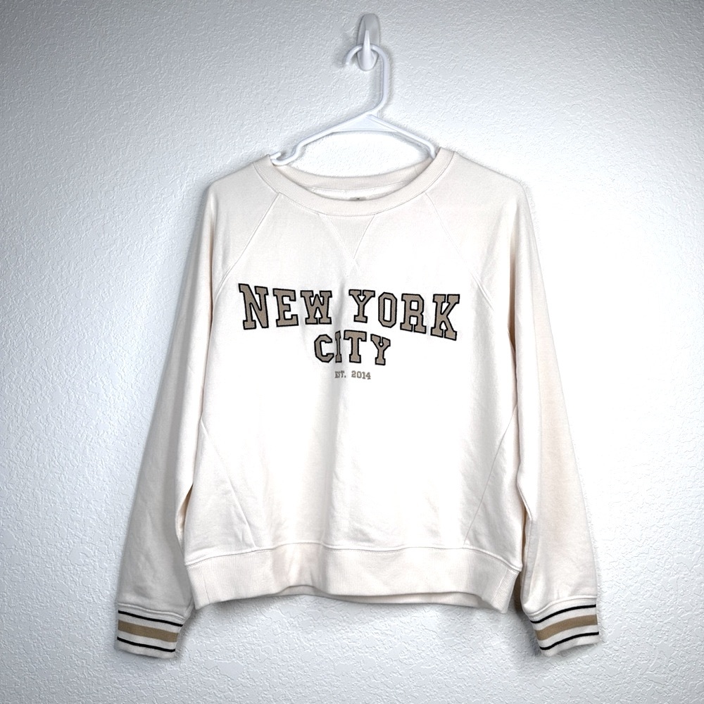 Lou & Grey Women’s Crewneck New York Beige Sweatshirt Size XS - Picture 3 of 12